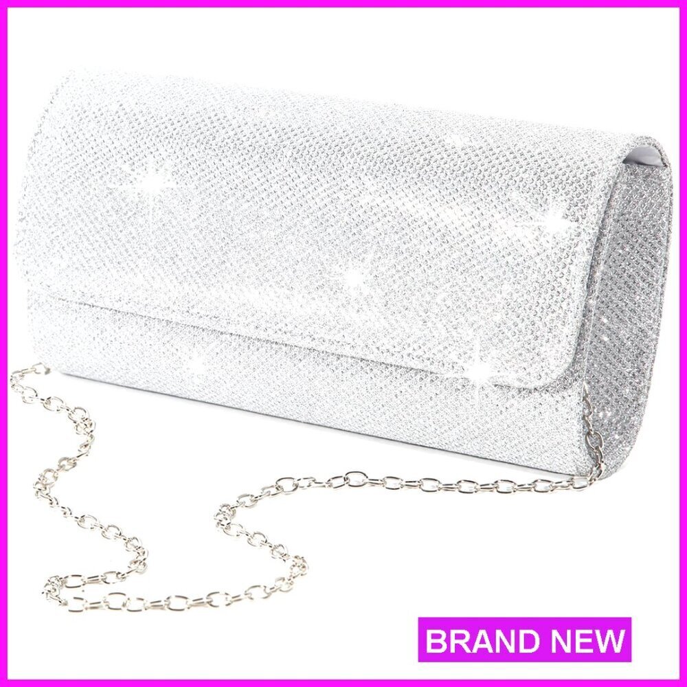 Sparkling Evening Clutch Purse Elegant Party Handbag Wedding Detachable Chain